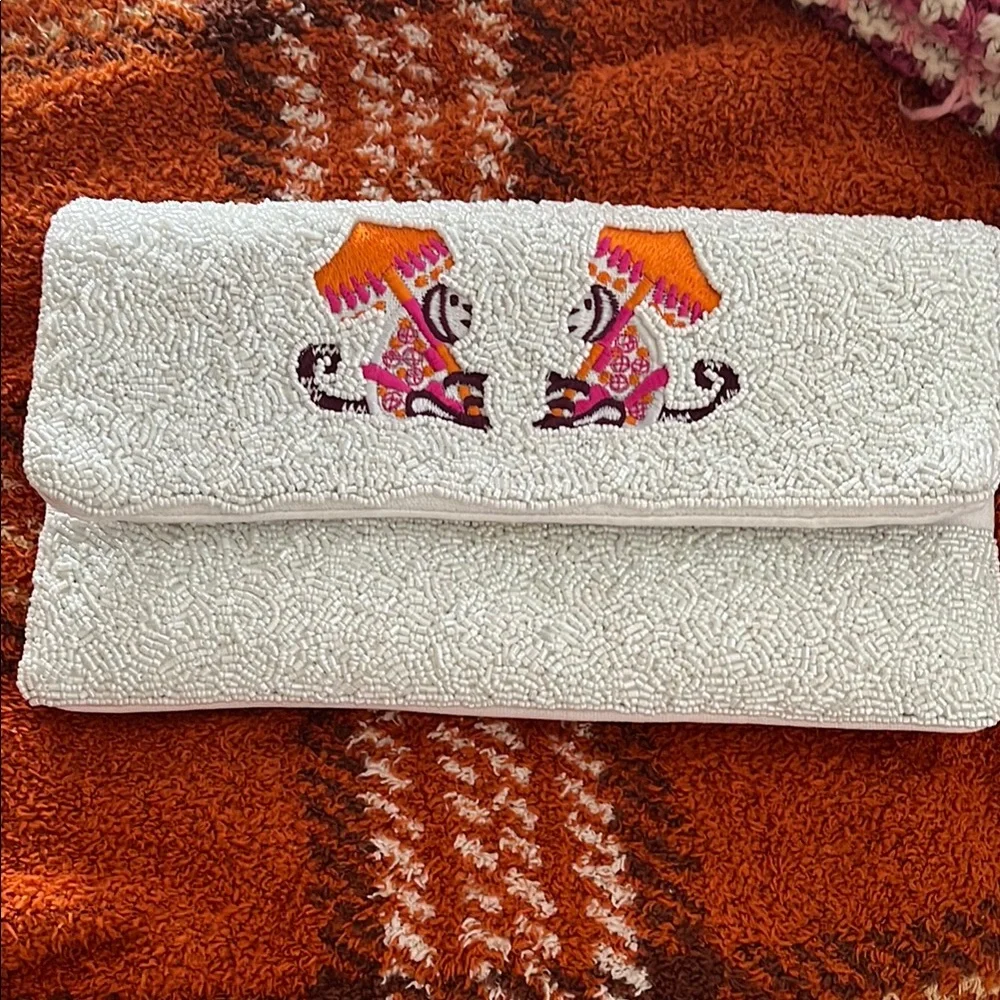 Embroidered Cream Clutch by Lisi Lerch - Picture 6 of 6